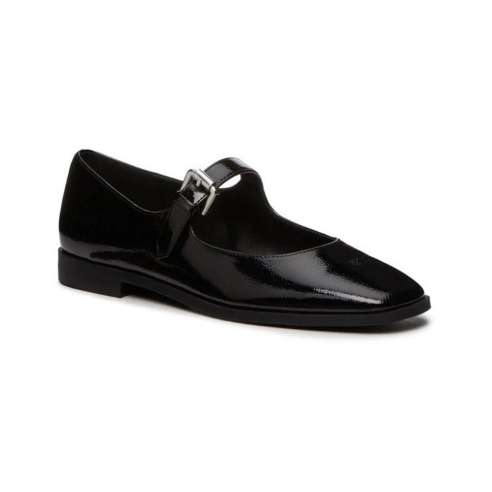 Steve Madden Solanna Mary Jane Flats Women's Size 10M Black Patent Faux Leather